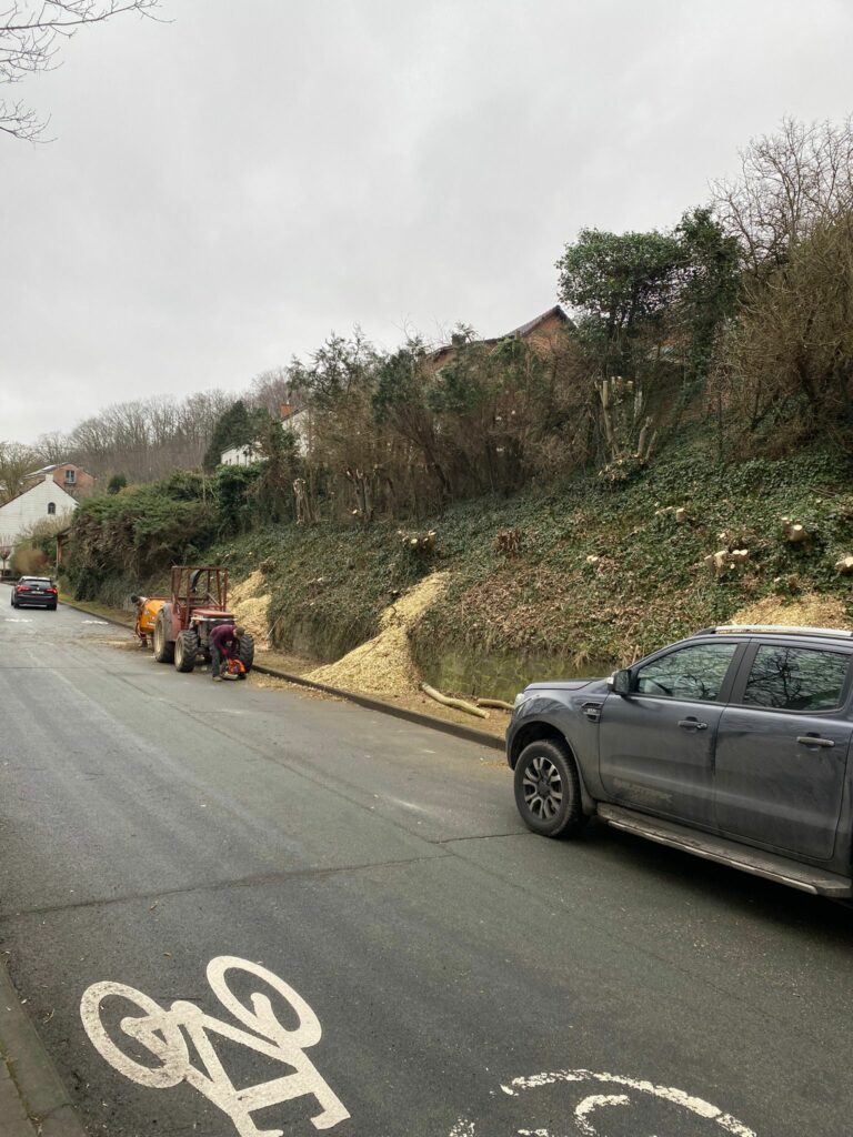 Nettoyage d’un talus obstruant le trottoir